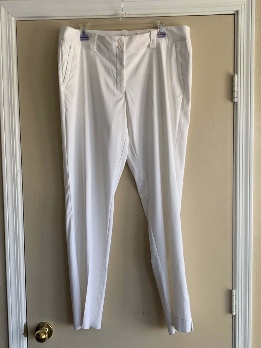 Nike White Golf Tour Performance Dri-Fit Pants Modern Rise Stay Cool Sz.14 Flaw